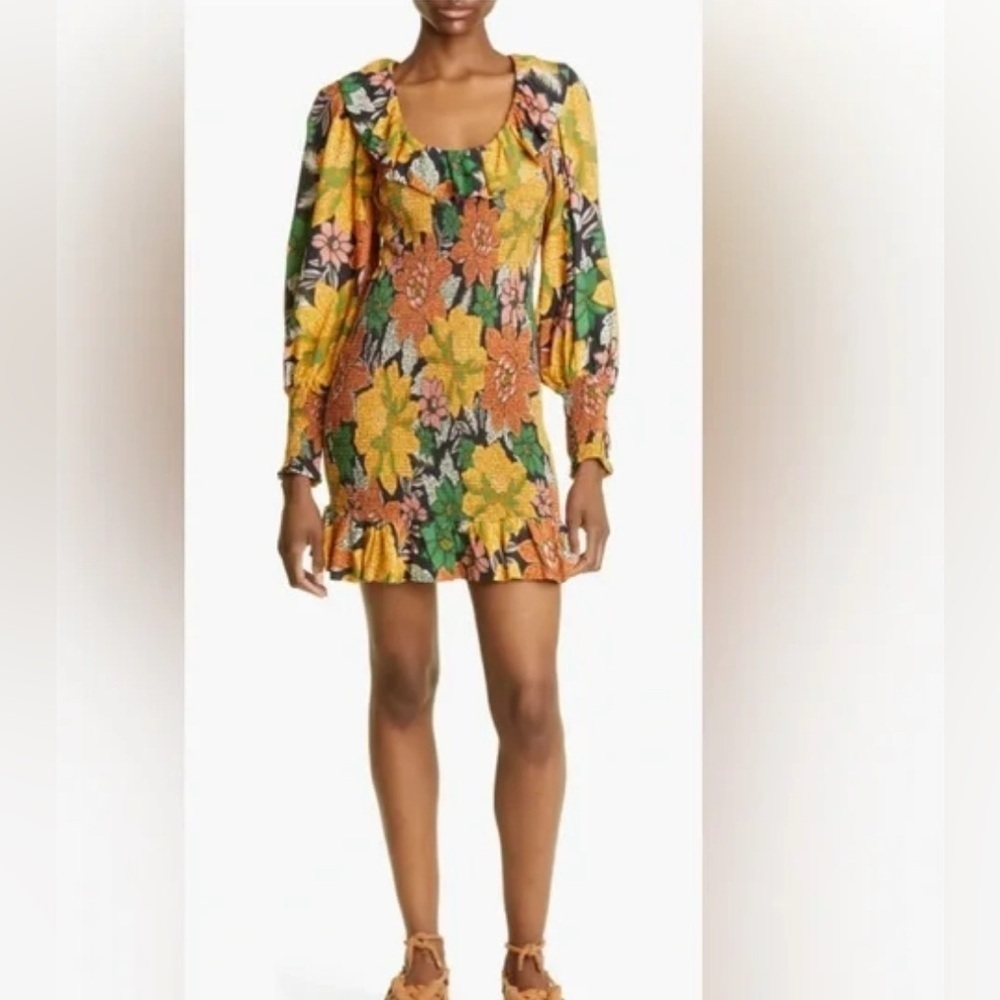 Farm Rio Black  Garden Lenzing™ Ecovero™ Viscose Mini Dress xl